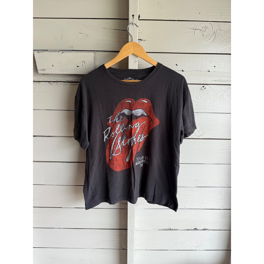 The Rolling Stones Tour of America 78 Graphic T-Shirt Faded Black XL